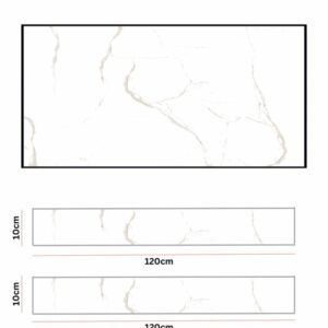 Roma White matt 60x120cm porcelain tiles skirting size 10x120cm edge curved & polished.