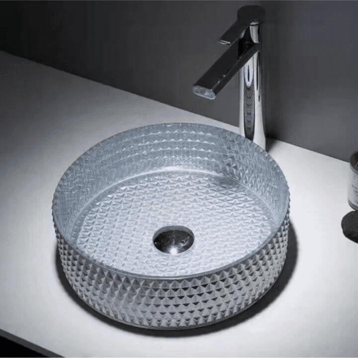 tabletop washbasin silver glass