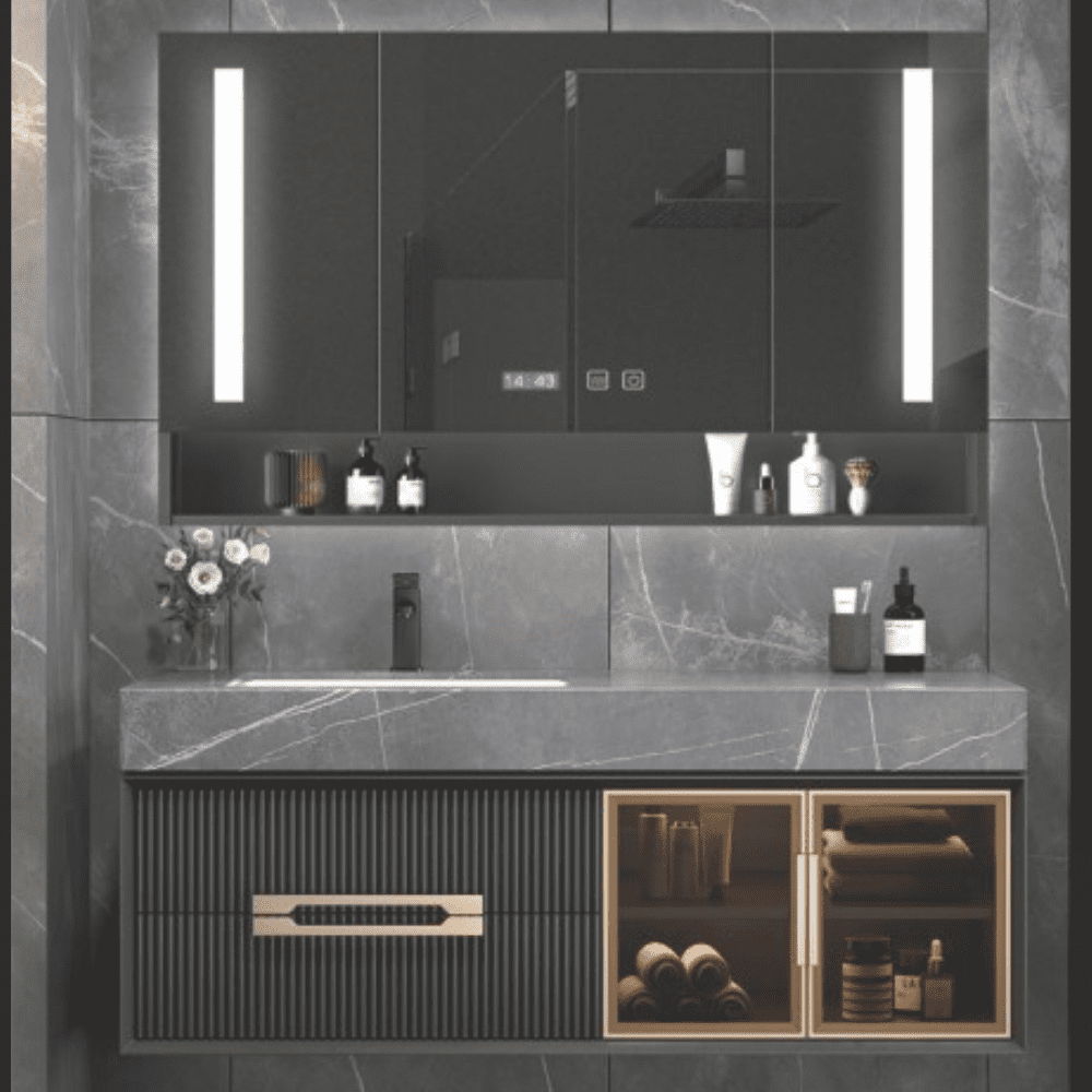 Bathroom cabinet with led mirror