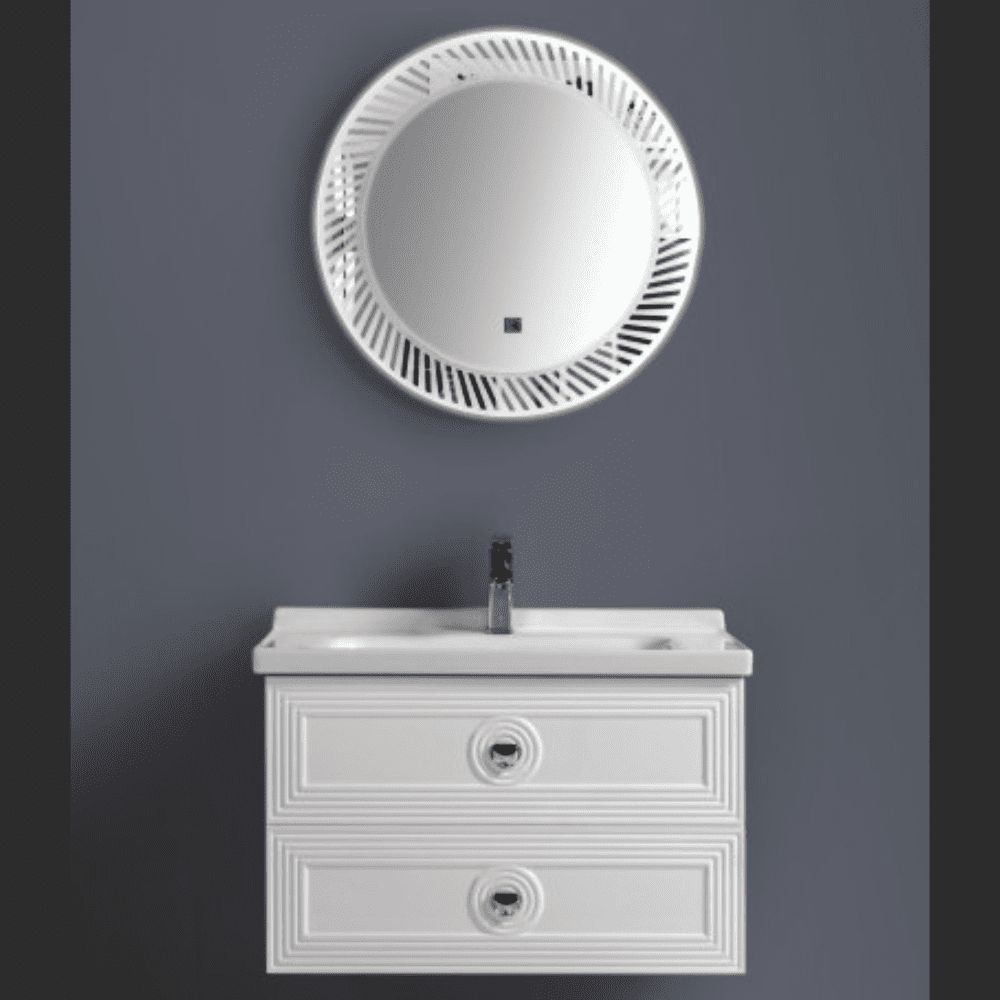 Round mirror bathroom cabinet with ample storage