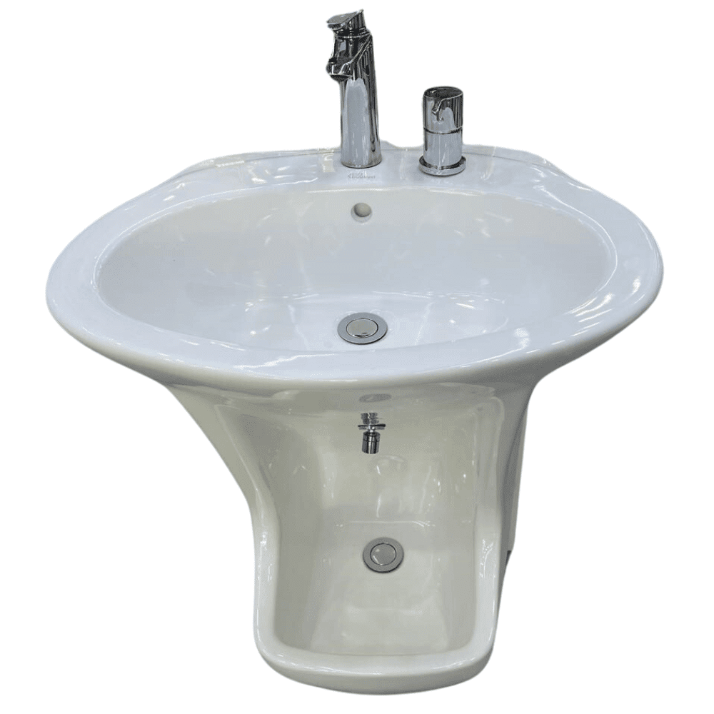 Floor standing wall mounted wash basin with leg wash